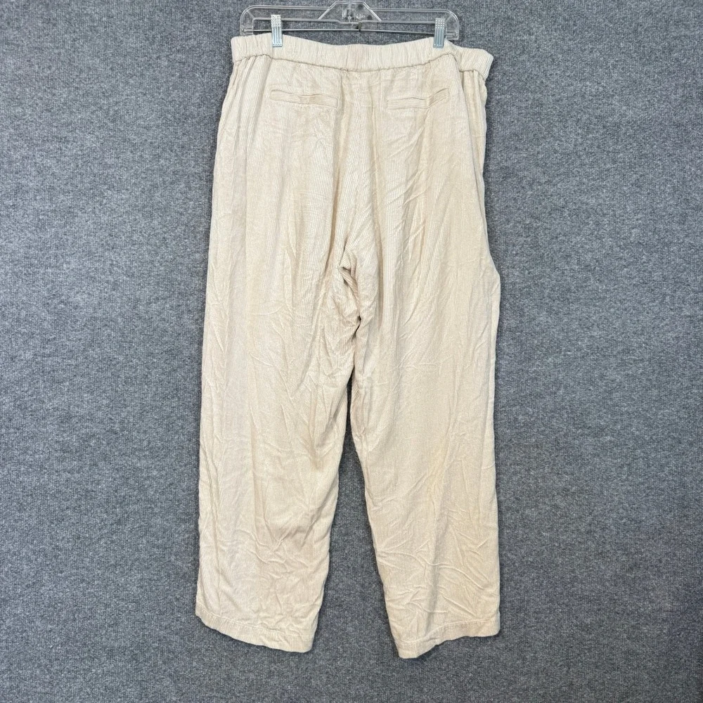 J Jill Pants Womens Large Beige Corduroy Wide Leg Crop Stretch Waist Lagenlook‎